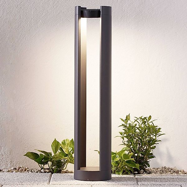 Lucande LED-Pollerleuchte Dylen, grau, Metall, 80 cm, IP65 günstig online kaufen