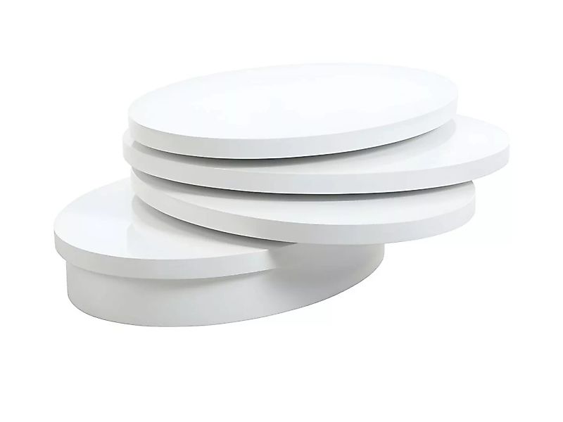Couchtisch oval drehbar - MDF lackiert - Weiß - CIRCUS günstig online kaufen