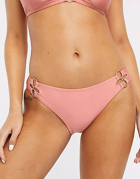 New Look – Hüft-Bikinihose in Rosa schimmernd-Neutral günstig online kaufen