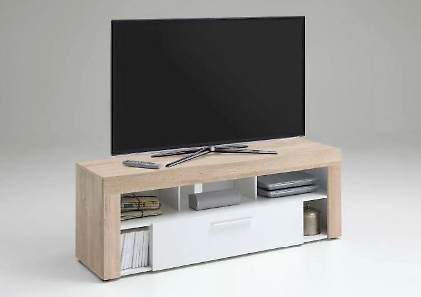 VIBIO 1 TV Lowboard von FMD Eiche / Weiss günstig online kaufen