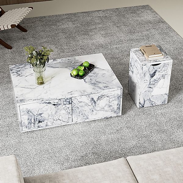 Fanttik Couchtisch Couchtisch in Marmoroptik, Beistelltisch, günstig online kaufen