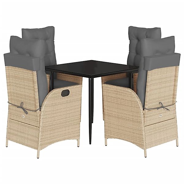 vidaXL 5-Tlg Garten-Essgruppe mit Kissen Beige Poly Rattan 3213256 günstig online kaufen