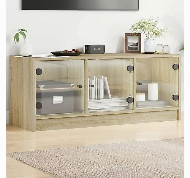 vidaXL TV-Schrank TV-Schrank mit Glastüren Sonoma Eiche 102x37x42 cm günstig online kaufen