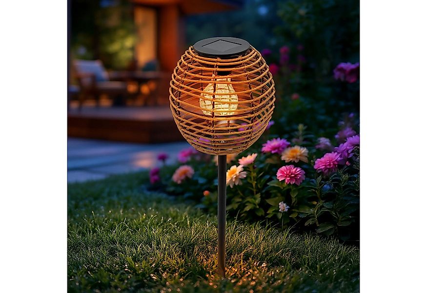 Spetebo LED Gartenleuchte Solarlampe mit Glühbirne, warm weiß, LED fest int günstig online kaufen