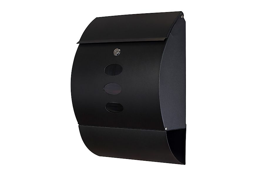 Grafner Briefkasten Briefkasten Edelstahl Schwarz Zeitungsrolle 3 Sichtfens günstig online kaufen