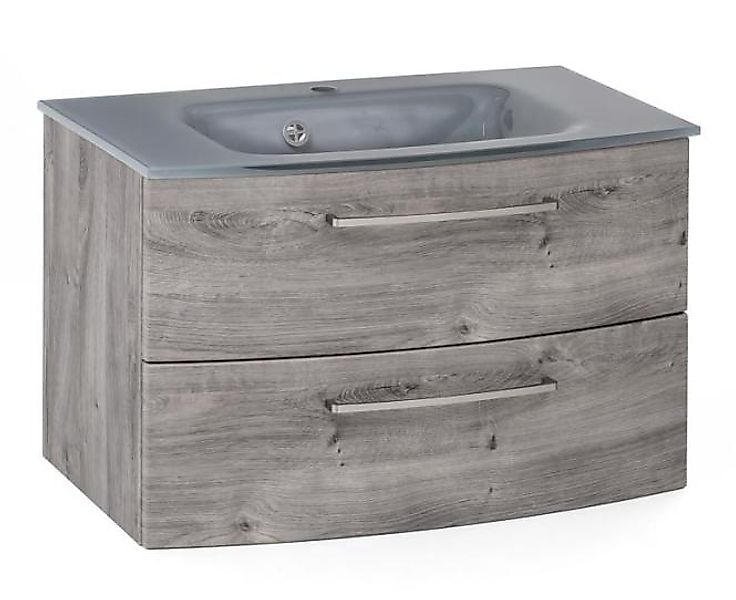 Waschtisch 80 Glasbecken grau STOCKHOLM von Held Möbel Eiche Ribbeck günstig online kaufen