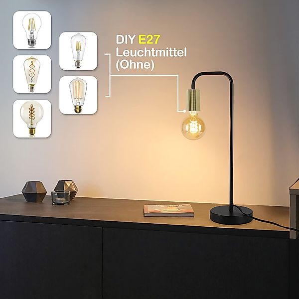 Nettlife Tischleuchte Vintage Schwarz E27 mit günstig online kaufen