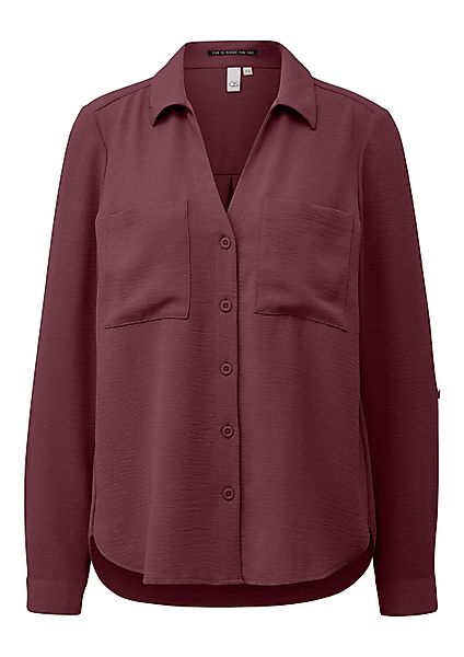 QS Langarmbluse Bluse Crêpebluse mit Turn-up-Ärmel günstig online kaufen