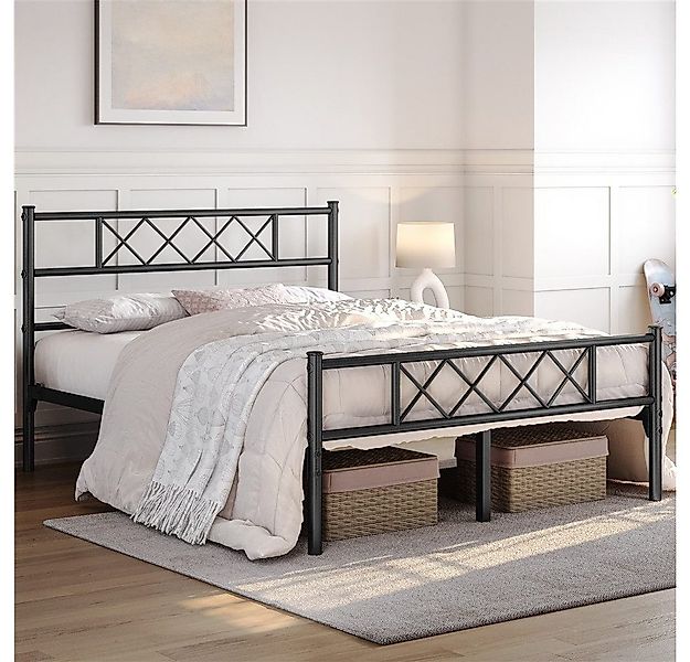 Yaheetech Bettgestell Metallbett mit Lattenrost, Bettrahmen mit Kopfteil, f günstig online kaufen