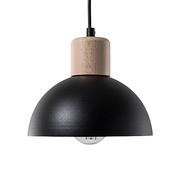 Pendellampe Seco, Ø 18 cm, schwarz, Metall/Holz günstig online kaufen