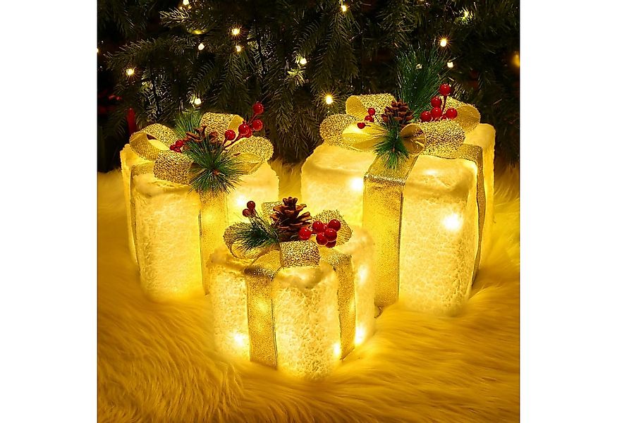 Elegear Weihnachtsfigur 3er Set LED Geschenkbox Weihnachten, Weihnachtsdeko günstig online kaufen