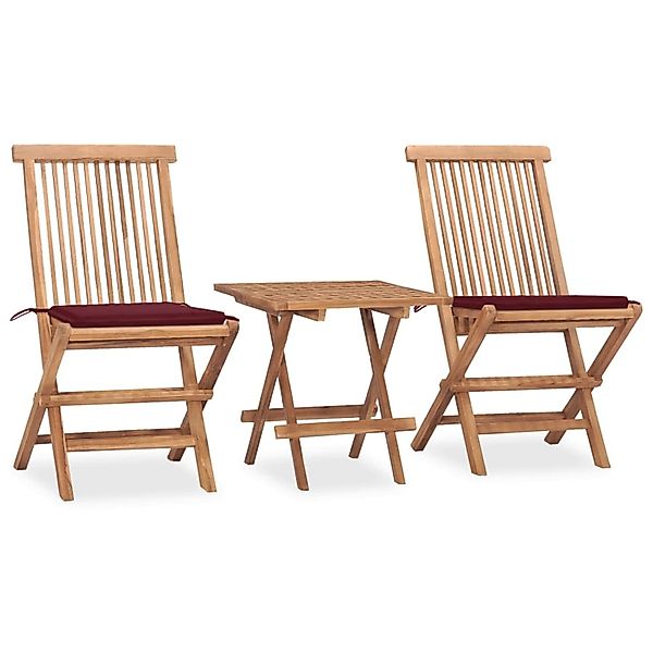 vidaXL 3-tlg Garten-Essgruppe mit Kissen Klappbar Massivholz Teak Modell 37 günstig online kaufen