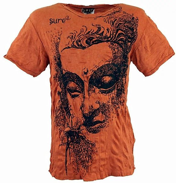 Guru-Shop T-Shirt Sure Herren T-Shirt Buddha - rostorange Goa Style, Festiv günstig online kaufen