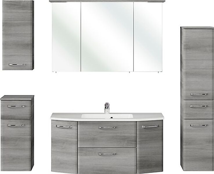 Saphir Badmöbel-Set »Quickset 5-teilig, Mineralmarmor-Waschtisch und LED-Sp günstig online kaufen