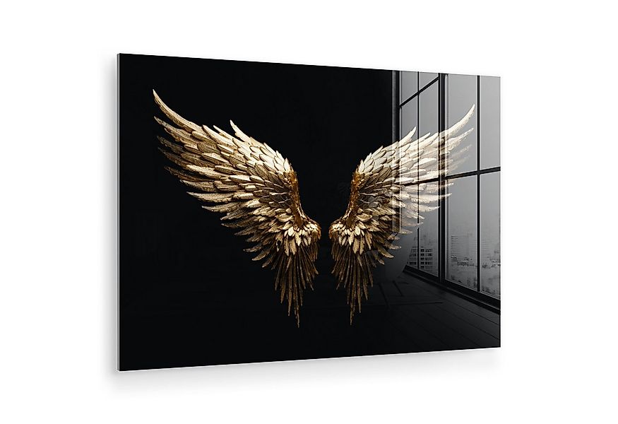 MuchoWow Acrylglasbild Flügel - Engel - Gold - Schwarz - Abstrakt, Inkl. Au günstig online kaufen