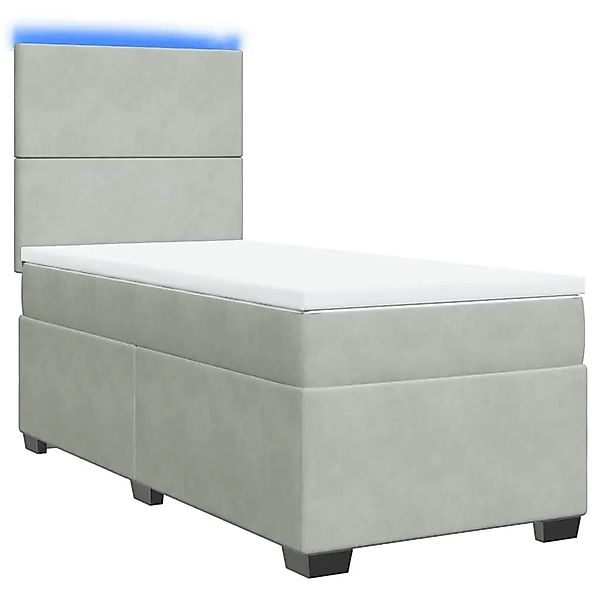 vidaXL Boxspringbett mit Matratze Hellgrau 90x190 cm Samt 3293080 günstig online kaufen