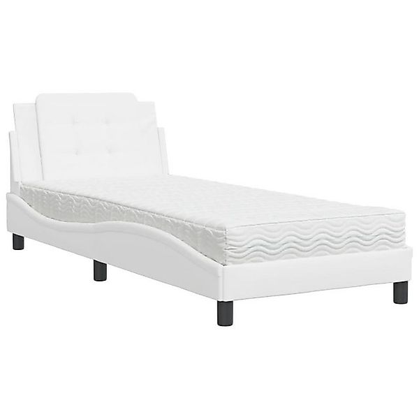 vidaXL Bett Bett mit Matratze Weiß 80x200 cm Kunstleder günstig online kaufen