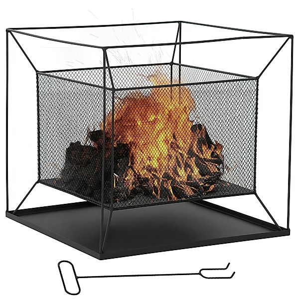 Outsunny Feuerschale  Modern, rechteckig, Feuerkorb, Feuerstelle für Garten günstig online kaufen