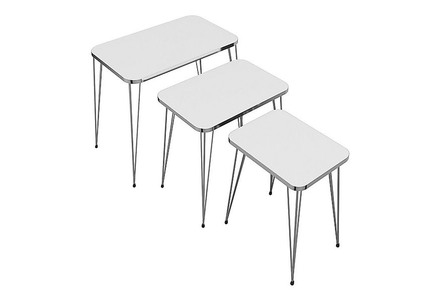 en.casa Satztisch, »Rudkøbing« Beistelltisch 3er Set mit Hairpinlegs Weiß günstig online kaufen