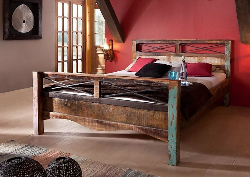 Massivmoebel24 Massivholzbett Bett Altholz 180x200x100 mehrfarbig lackiert günstig online kaufen