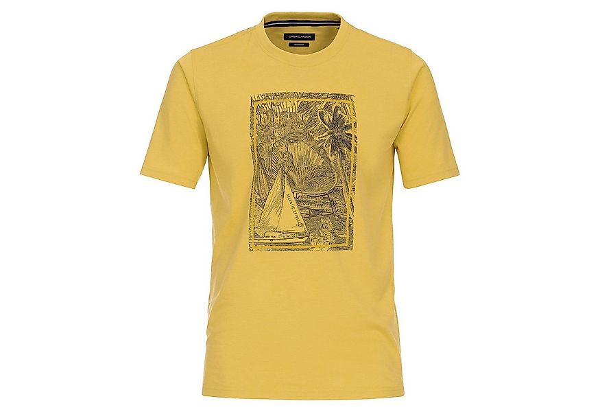 CASAMODA Rundhalsshirt CasaModa XXL T-Shirt senfgelb Sommer-Frontprint günstig online kaufen