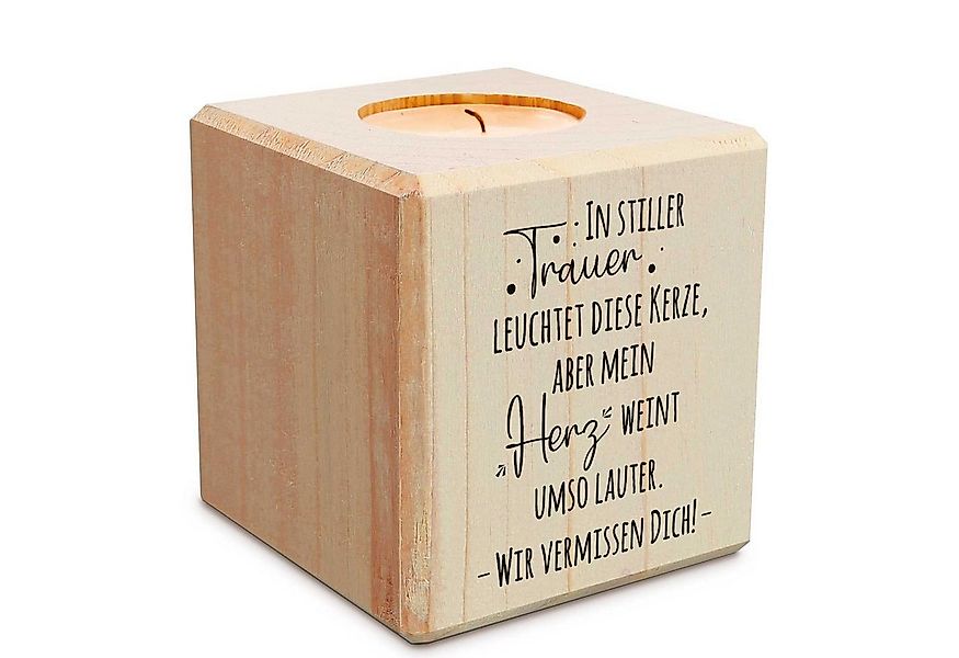 GRAVURZEILE Teelichthalter mit Gravur aus Holz - Grabschmuck - Trauergesche günstig online kaufen