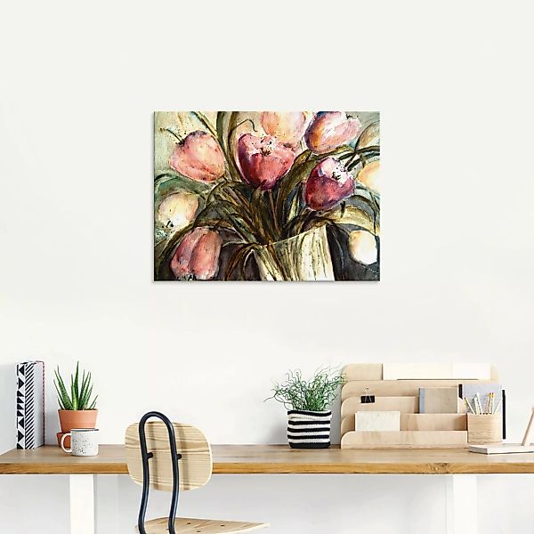 Artland Glasbild »Lila Tulpen in Vase«, Blumen, (1 St.) günstig online kaufen