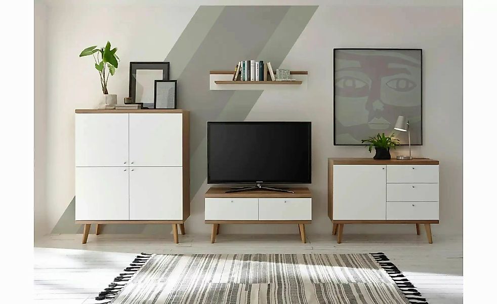 Wohnwand  Lessay ¦ weiß ¦ Maße (cm): B: 341 H: 160 Kommoden & Sideboards > günstig online kaufen