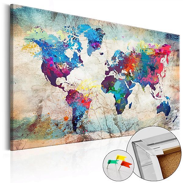 Korkbild - World Map: Colourful Madness [cork Map] günstig online kaufen