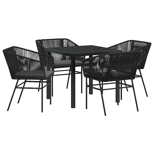 vidaXL 5-Teiliges Garten-Esszimmer-Set mit Kissen aus Schwarzem Poly Rattan günstig online kaufen