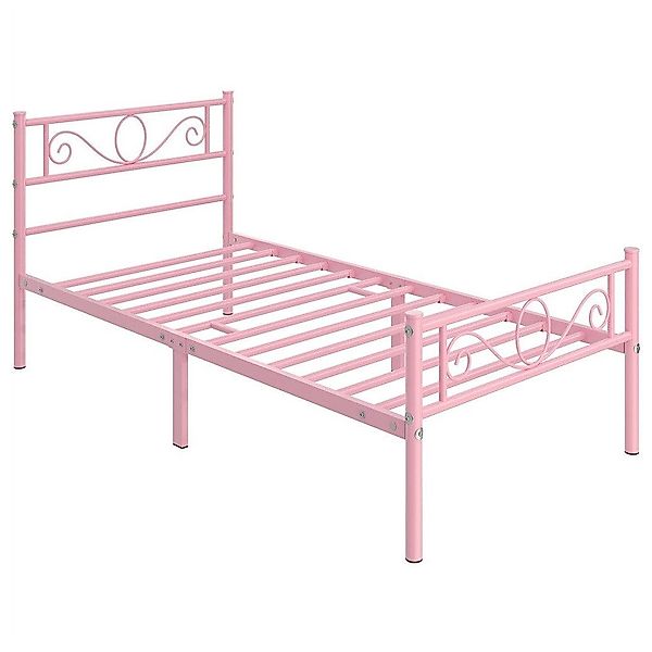 Yaheetech Bettgestell Metallbett mit Kopfteil, Einzelbett/Doppelbett günstig online kaufen