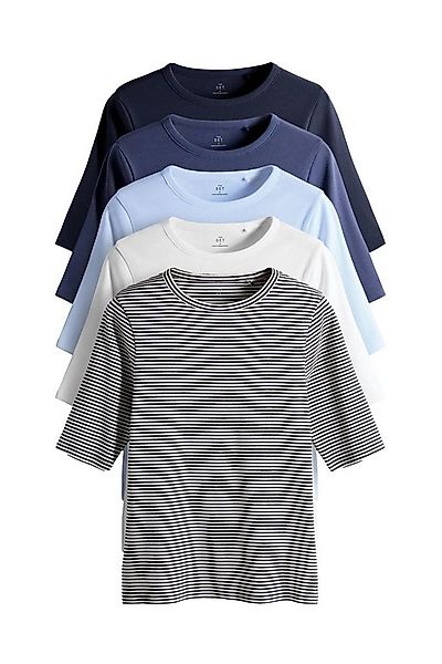 The Set T-Shirt The Set Gerippte T-Shirts mit 3/4-Ärmeln, 5er-Pack (5-tlg) günstig online kaufen