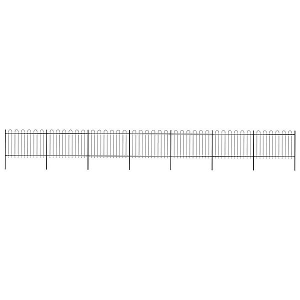 vidaXL Gartenzaun mit Rundbogen Stahl 1248 x 120 cm Schwarz 277671 günstig online kaufen