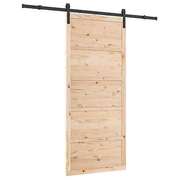 vidaXL Schiebetür Braun 100 x 208 cm Massivholz Kiefer 3381162 günstig online kaufen