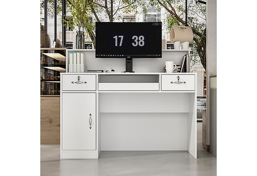 HOMSEE Empfangstheke mit 3 Schubladen & Ablageflächen, Rezeptionstheke, 120 günstig online kaufen