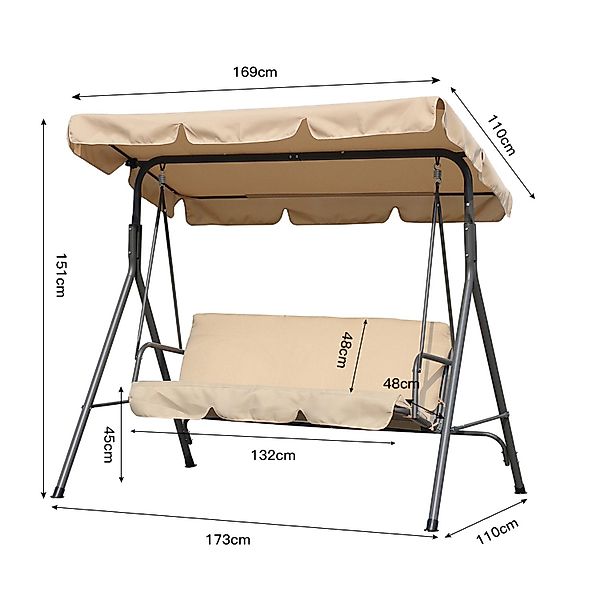 Angel Living Hollywoodschaukel Gartenschaukel 3 Sitzer, günstig online kaufen