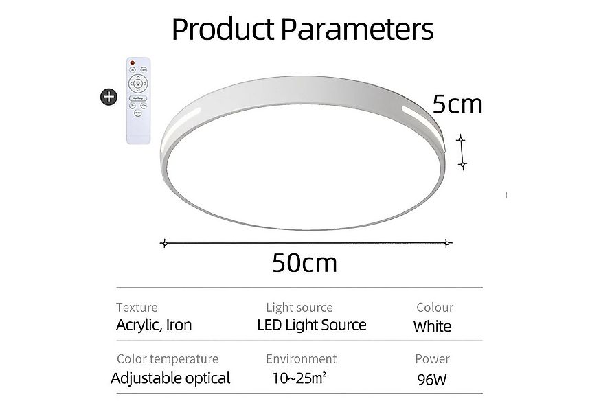 style home Deckenleuchte Runde LED Flache Deckenlampe, Dimmfunktion, 96W, W günstig online kaufen