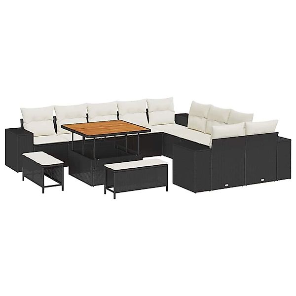 vidaXL Garten-Sofa-Set Höhenverstellbar 13-Tlg Schwarz Poly Rattan 3362055 günstig online kaufen