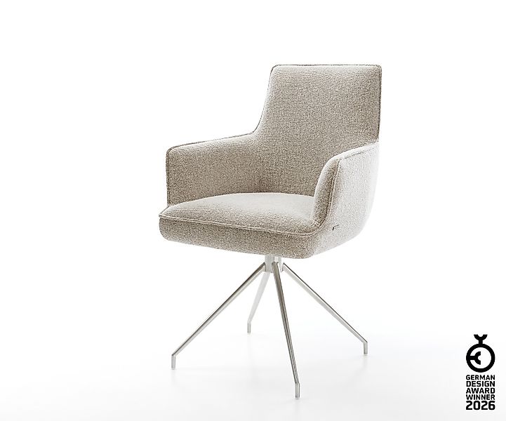 Esszimmerstuhl Heira-Flex mit Armlehnen Webstoff Soft Beige Kreuzgestell ko günstig online kaufen