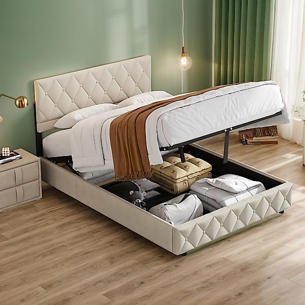 OKWISH Polsterbett Stauraumbett Funktionsbett (Ausgezeichnete Atmungsaktivi günstig online kaufen