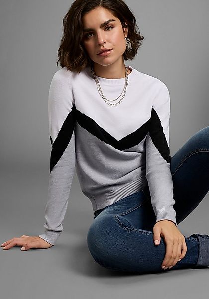 Laura Scott Rundhalspullover Übergangspullover mit lässigem Streifenmuster günstig online kaufen