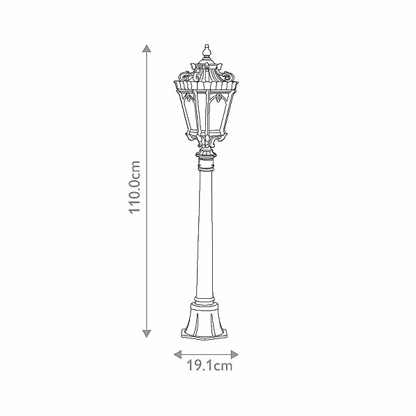 Wegeleuchte Tournai, Höhe 110 cm, Aluminium, Glas günstig online kaufen