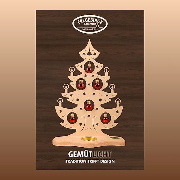 Weigla Teelichthalter »Weihnachtsbaum mit roten Kugeln, NATUR, Made in Germ günstig online kaufen