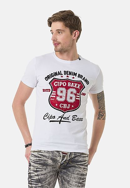 Cipo & Baxx T-Shirt "T-Shirt", mit großem Wappen-Print günstig online kaufen