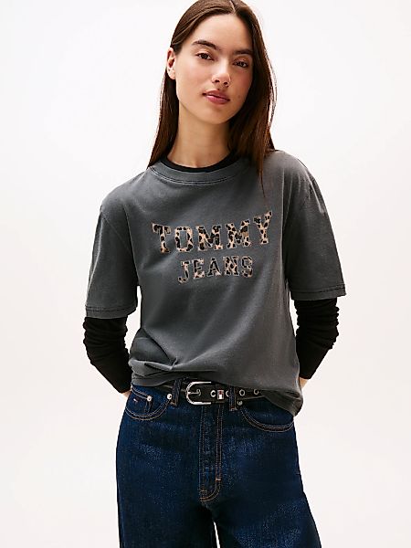 Tommy Jeans Kurzarmshirt "TJW BXY LEOPARD VARSITY TEE" günstig online kaufen