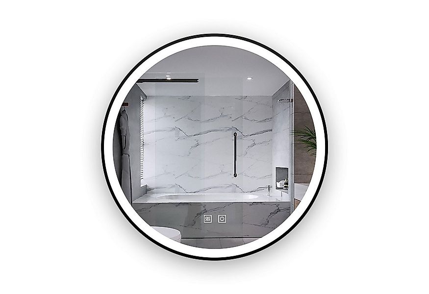 duschspa Badspiegel LED Spiegel mit Rahmen Schwarz Wandspiegel mit Beleucht günstig online kaufen
