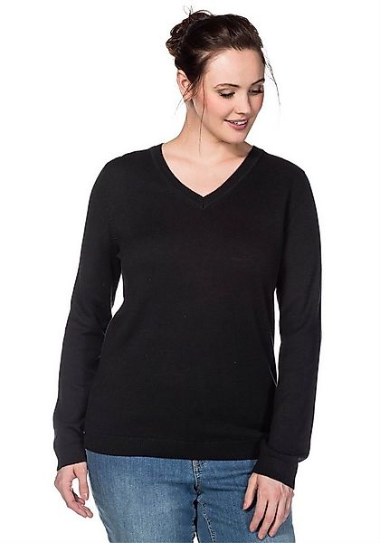 Sheego Strickpullover V-Ausschnitt-Pullover Langarm aus Feinstrick günstig online kaufen