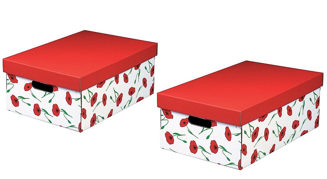 NIPS Aufbewahrungsbox AMAPOLA (2 St), B/H/T: 32 x 19 x 45,5 cm, Mohnblumen- günstig online kaufen