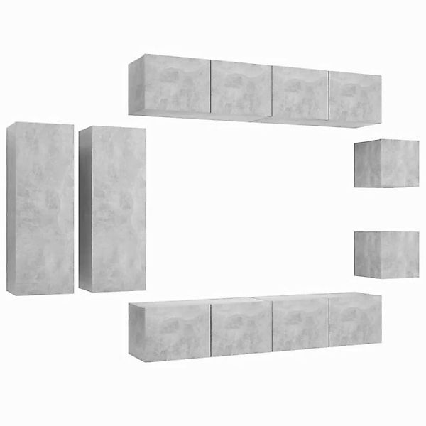 vidaXL TV-Schrank 8-tlg. TV-Schrank-Set Betongrau Holzwerkstoff (8-St) günstig online kaufen