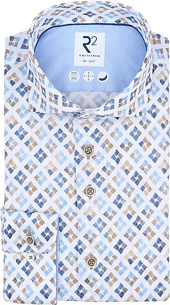 R2 Hemd Druck Blau Grün - Größe 42 günstig online kaufen